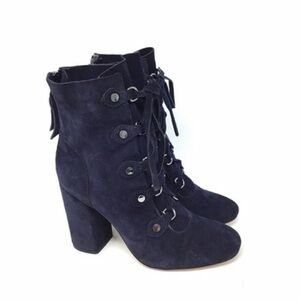 Splendid Rosa Dark Blue Suede Leather Lace Up Boots